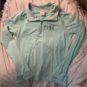 Mint Green Victoria’s Secret Pink quarter zip pullover sweatshirt sz S